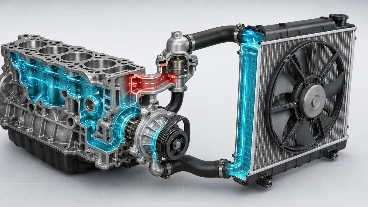 Technical illustration for Engine cooling system.
