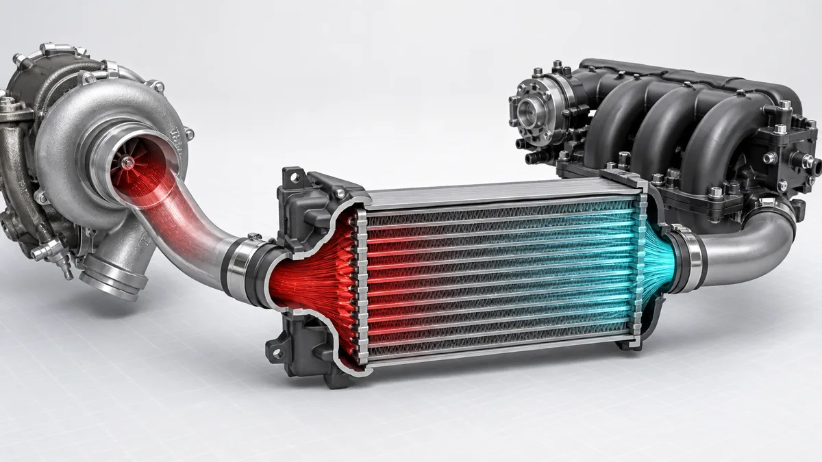 Technical illustration for Intercooler (charge-air cooler).