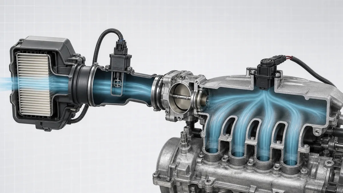 Technical illustration for Mass airflow and MAP sensors.