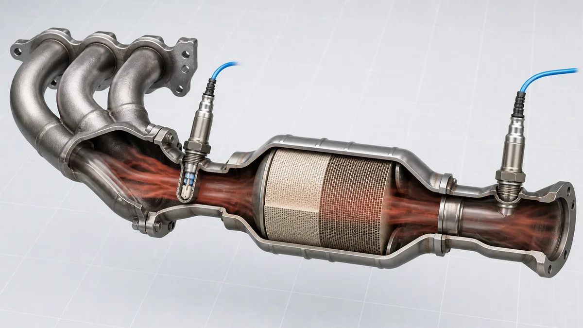 Technical illustration for Oxygen sensor (lambda sensor).