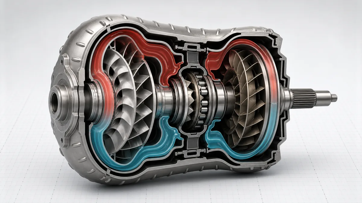 Technical illustration for Torque converter.