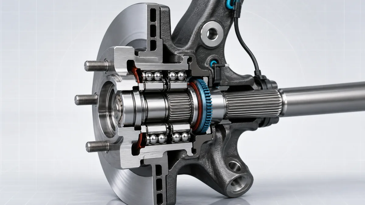 Technical illustration for Wheel bearing and hub.
